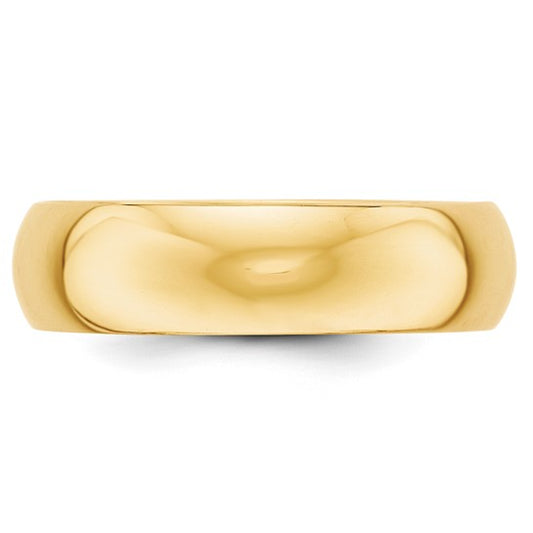14kt Yellow Gold 6mm Half Round Wedding Band Size 13