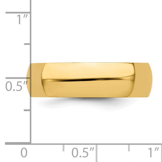 14kt Yellow Gold 6mm Half-Round Wedding Band Size 7.5