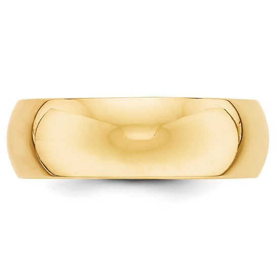 14kt Yellow Gold 7mm Half Round Wedding Band Size 14