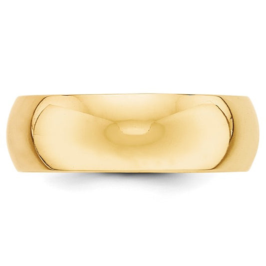14kt Yellow Gold 7mm Half Round Wedding Band Size 14