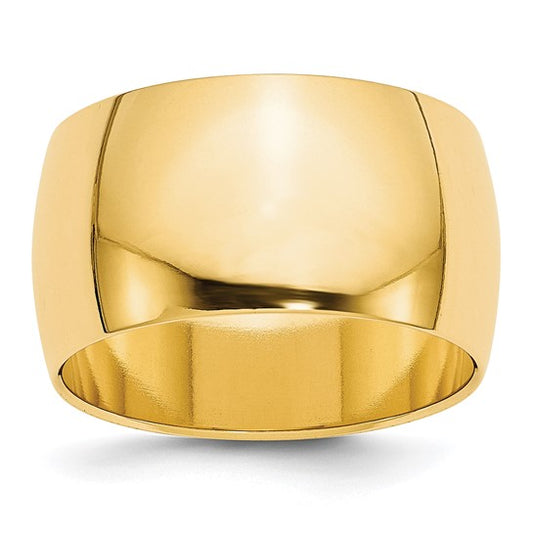 14kt Yellow Gold 12mm Half Round Wedding Band Size 6