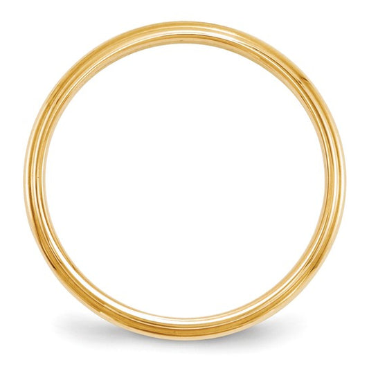 14kt Yellow Gold 2.5mm Half Round with Edge Wedding Band Size 9