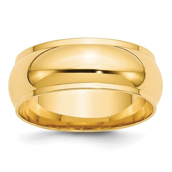 14kt Yellow Gold 8mm Half Round with Edge Wedding Band Size 5.5