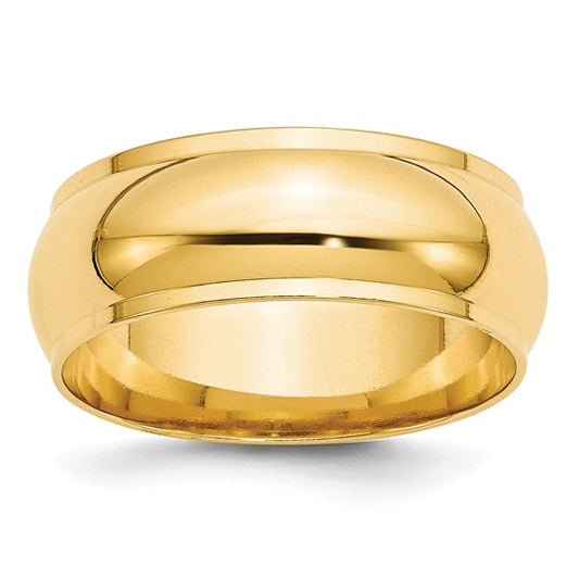 14kt Yellow Gold 8mm Half Round with Edge Wedding Band Size 12