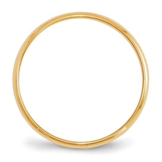 14kt Yellow Gold 2mm Lightweight Half Round Wedding Band Size 8