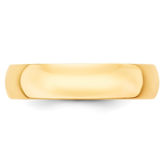 14kt Yellow Gold 5mm Lightweight Half Round Wedding Band Size 9.5