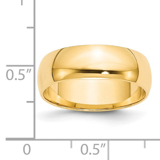 14kt Yellow Gold 6mm Lightweight Half Round Wedding Band Size 11.5