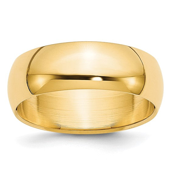 14kt Yellow Gold 6mm Lightweight Half Round Wedding Band Size 10.5