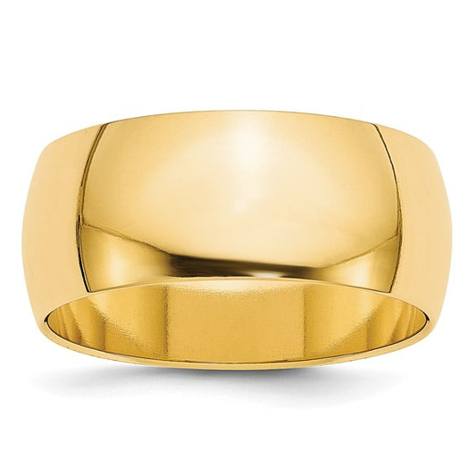14kt Yellow Gold 8mm Lightweight Half Round Wedding Band Size 9.5