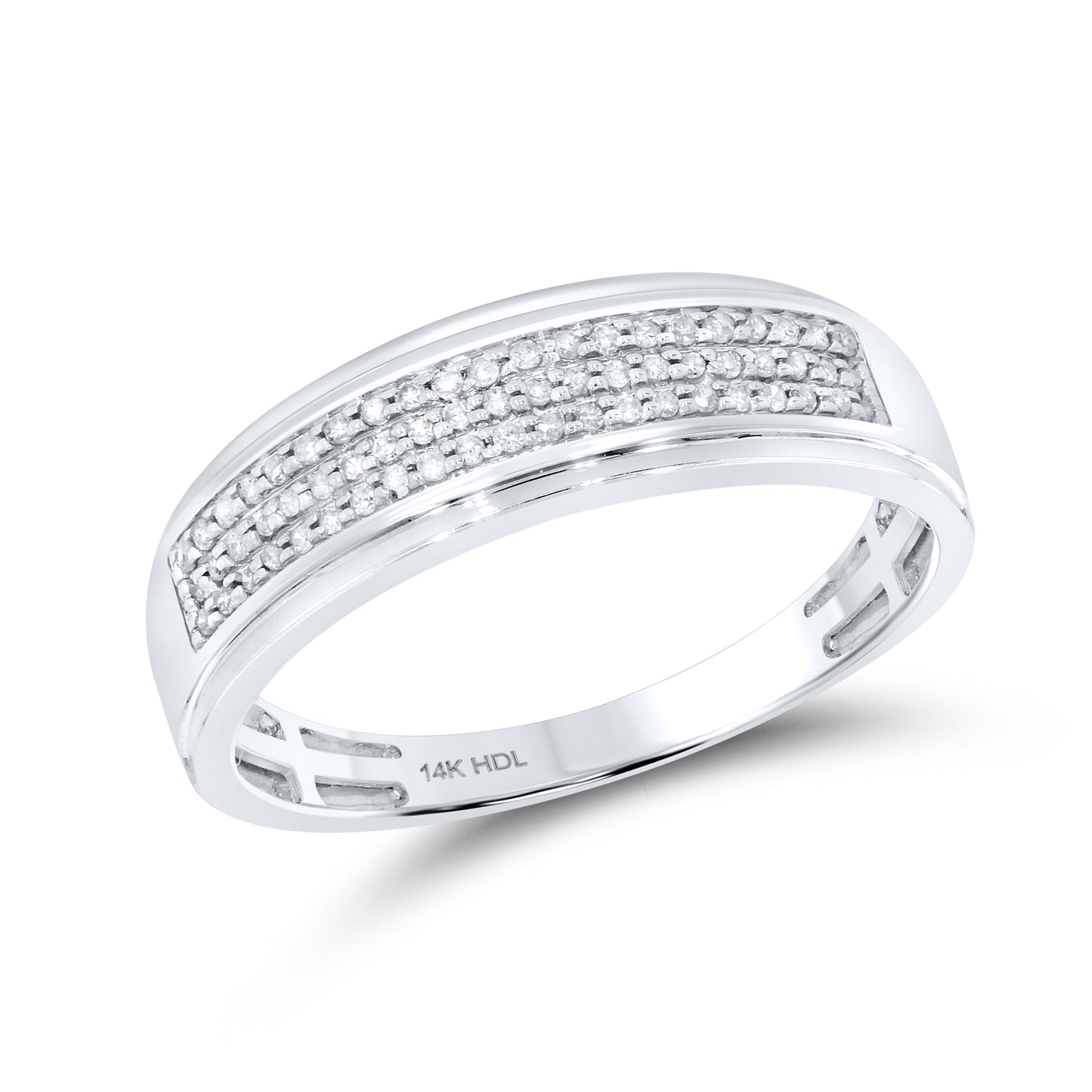 14K White Gold Men’s Diamond Band 0.19 CTW