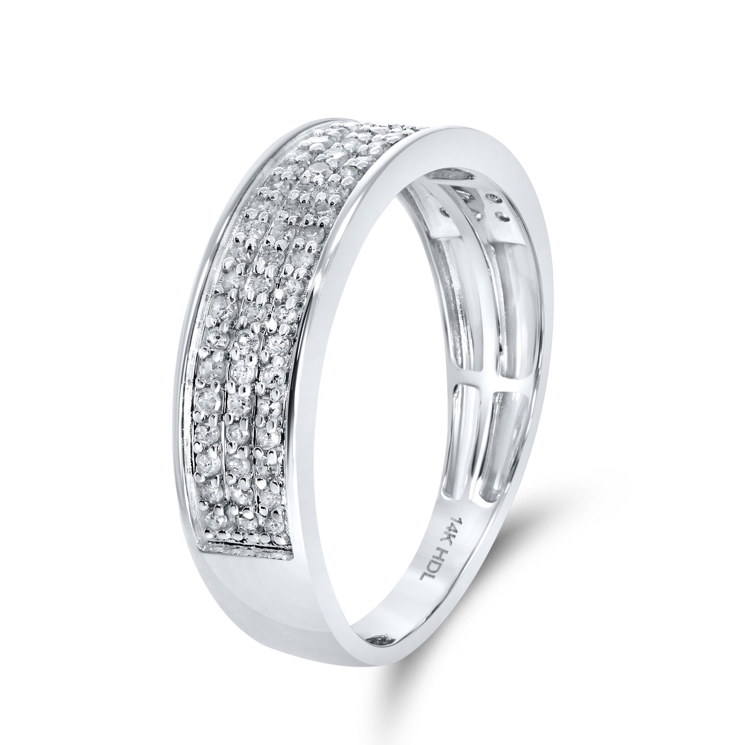 14K WHITE GOLD MEN'S DIAMOND RING BAND 0.66 CTW