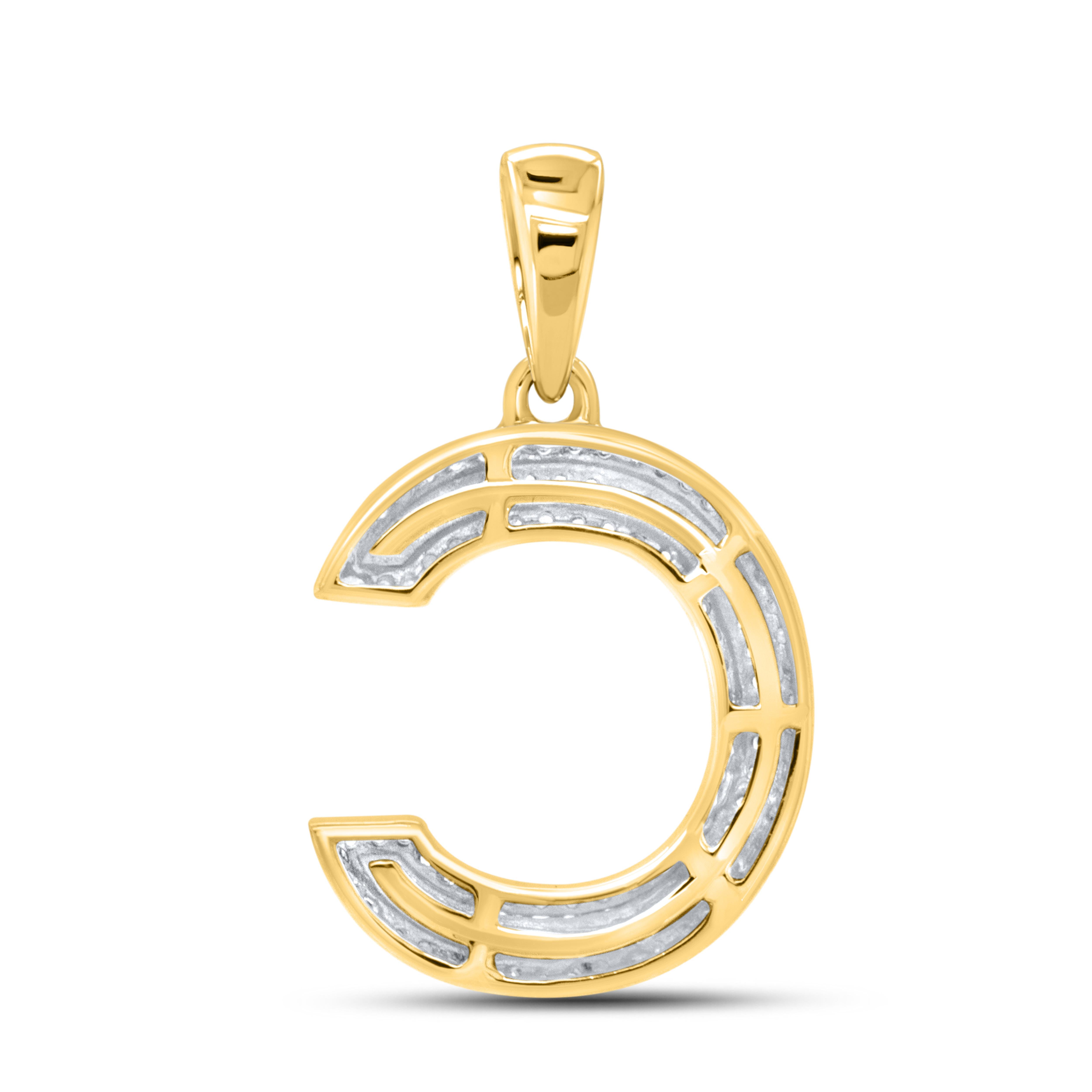10kt Yellow Gold 0.33 CTW Diamond Initial C Charm