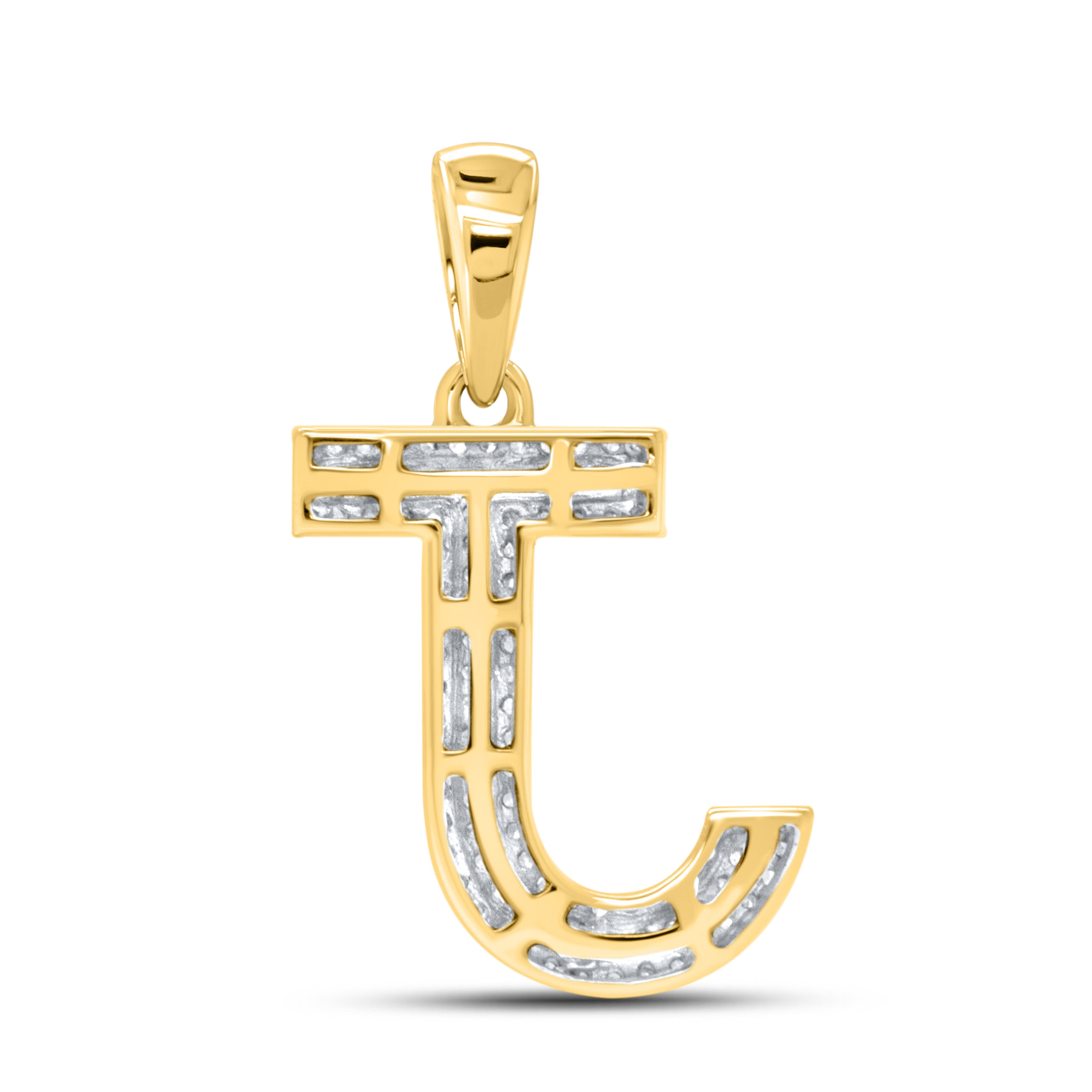 10K YELLOW GOLD 0. 30 CTW DIAMOND INITIAL J