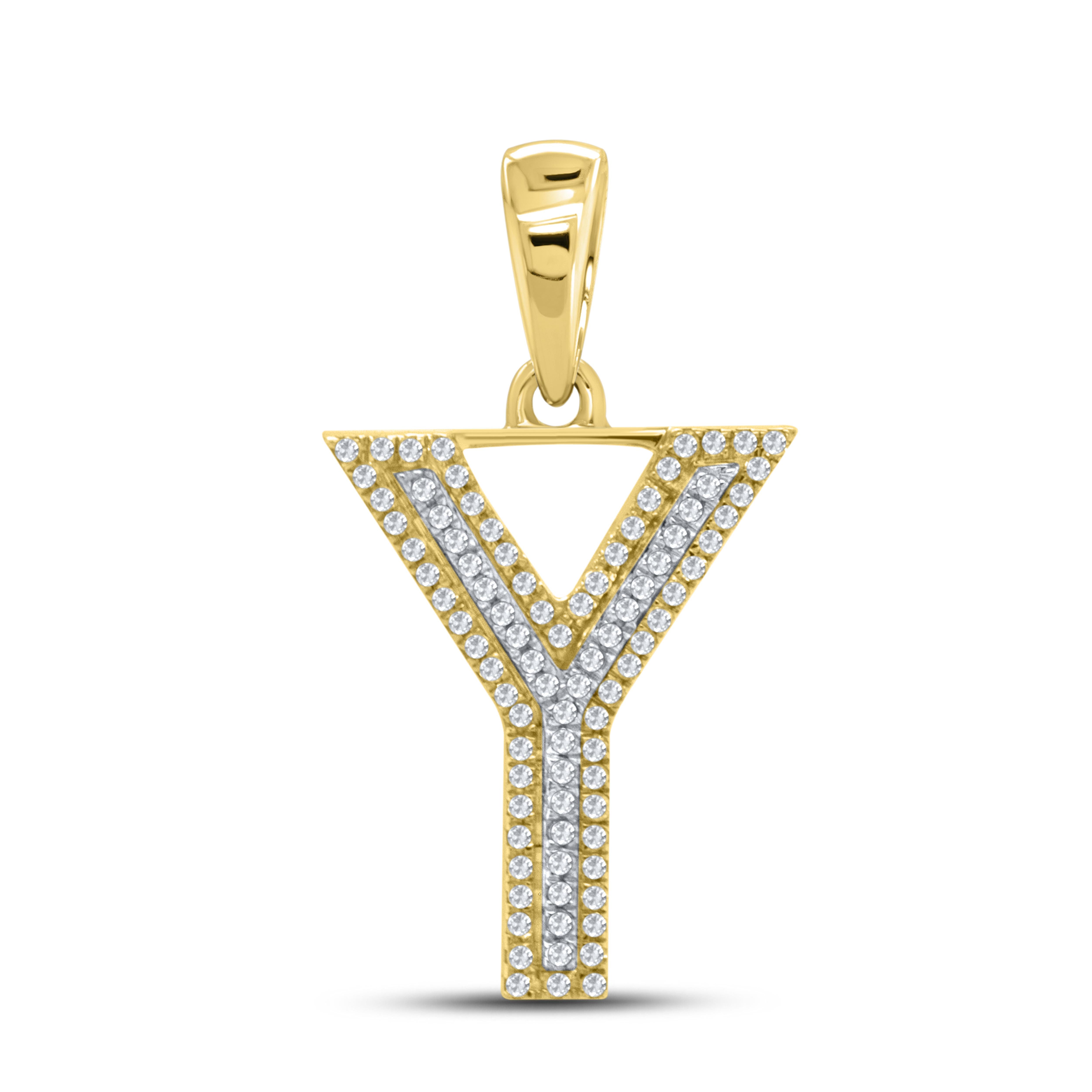 10kt yellow gold 0.24ctw Diamond Initial Y Charm
