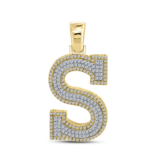 10k yellow gold 0.64ctw Diamond Initial S Charm