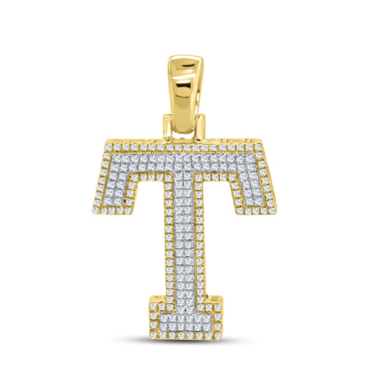 10k yellow gold 0.59ctw Diamond Initial T Charm