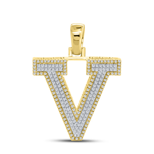 10k yellow gold 0.60 CTW Diamond Initial V Charm