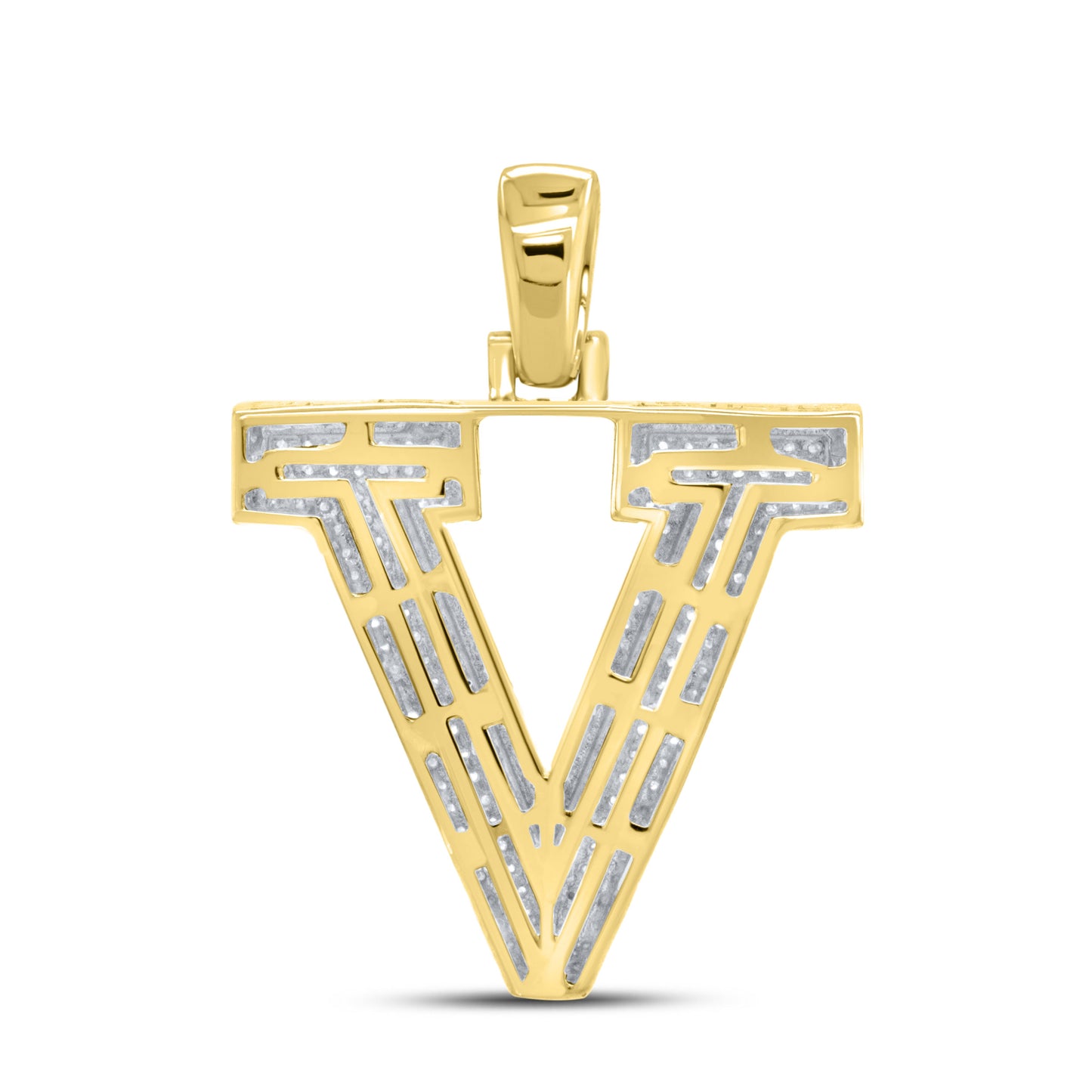 10k yellow gold 0.60 CTW Diamond Initial V Charm