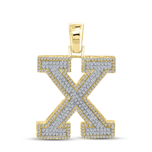 10k yellow gold 0.86 CTW Diamond Initial X Charm