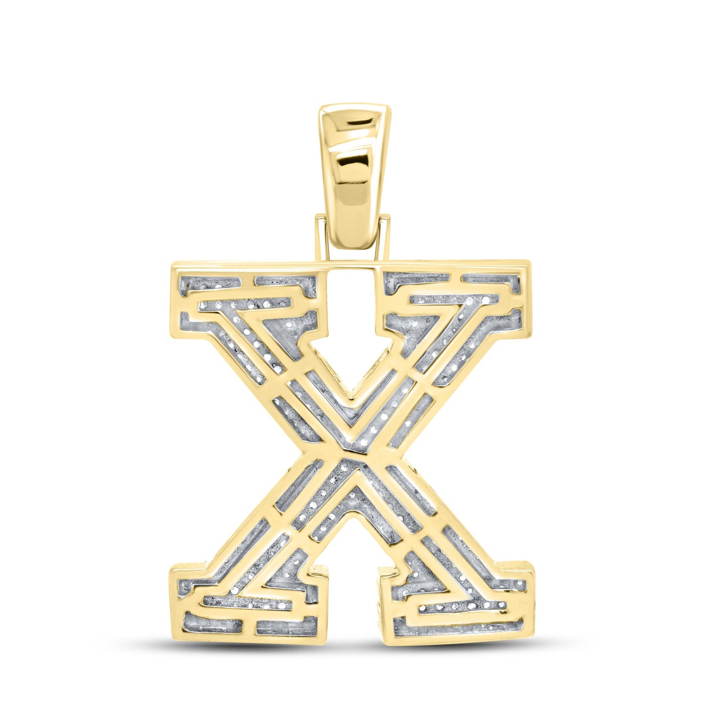 10k yellow gold 0.86 CTW Diamond Initial X Charm