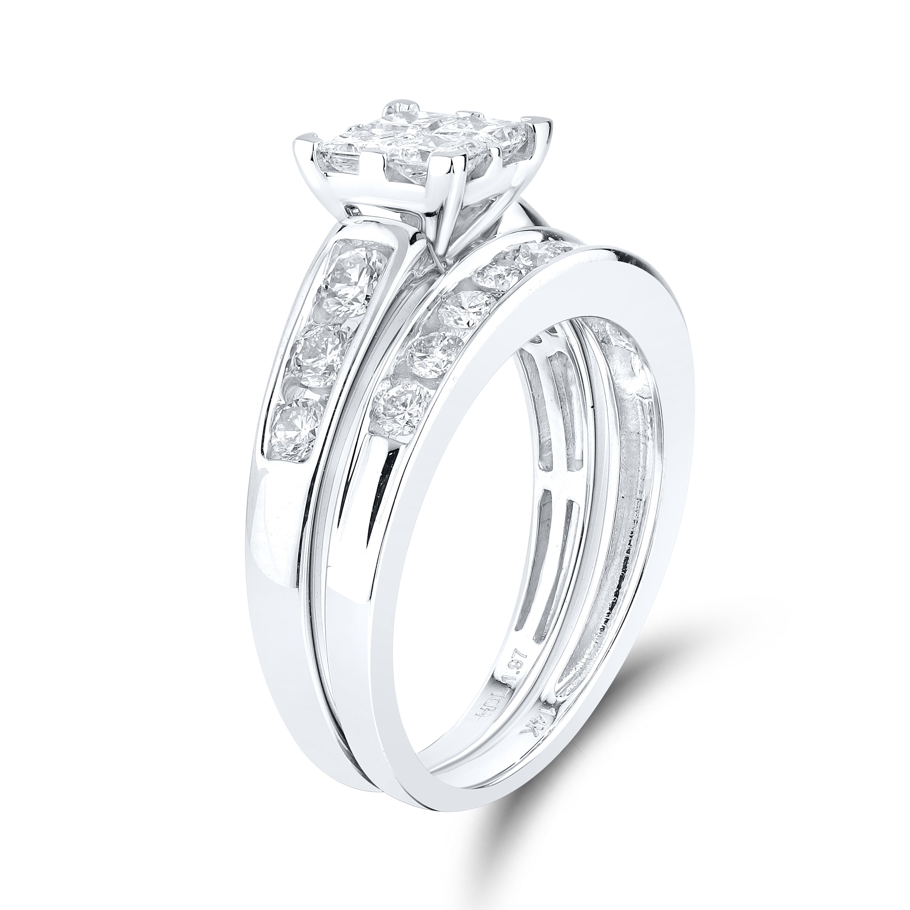 14kt White Gold 1.97 CTW Natural Diamond bridal trio set