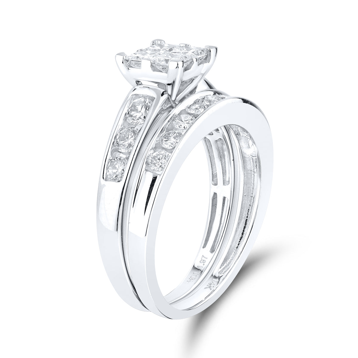 14kt White Gold 1.97 CTW Natural Diamond bridal trio set