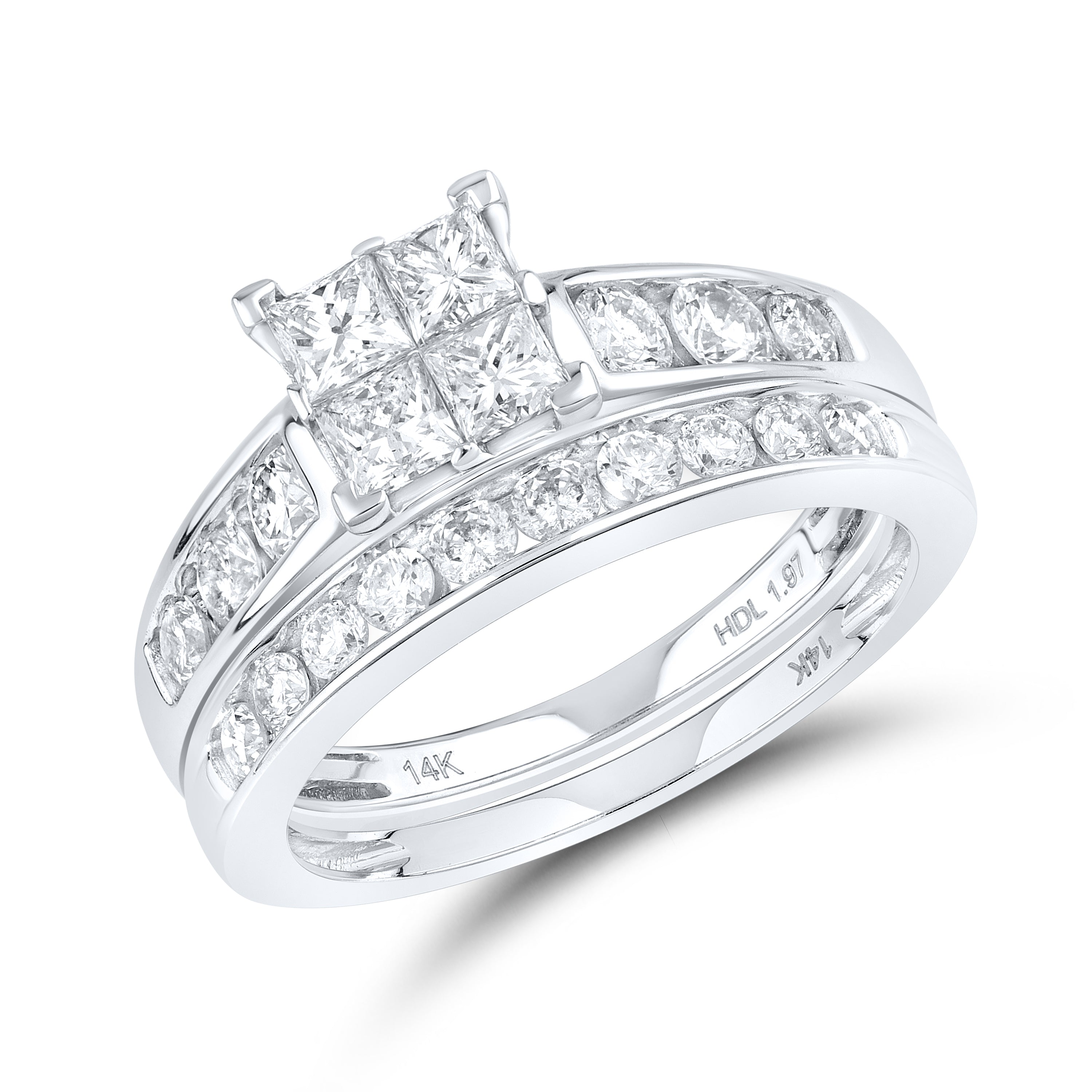 14kt White Gold 1.97 CTW Natural Diamond bridal trio set