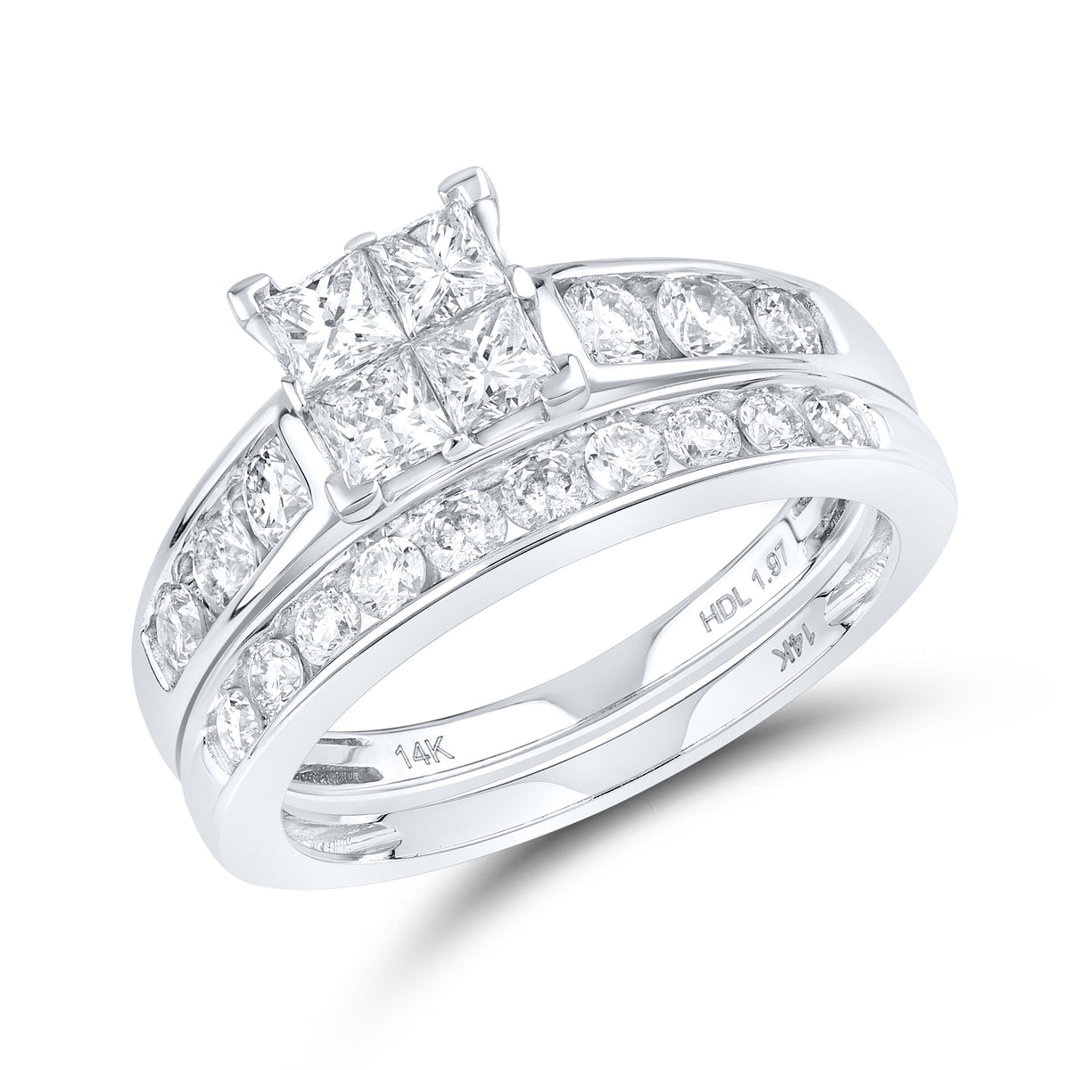 14kt White Gold 1.97 CTW Natural Diamond bridal trio set
