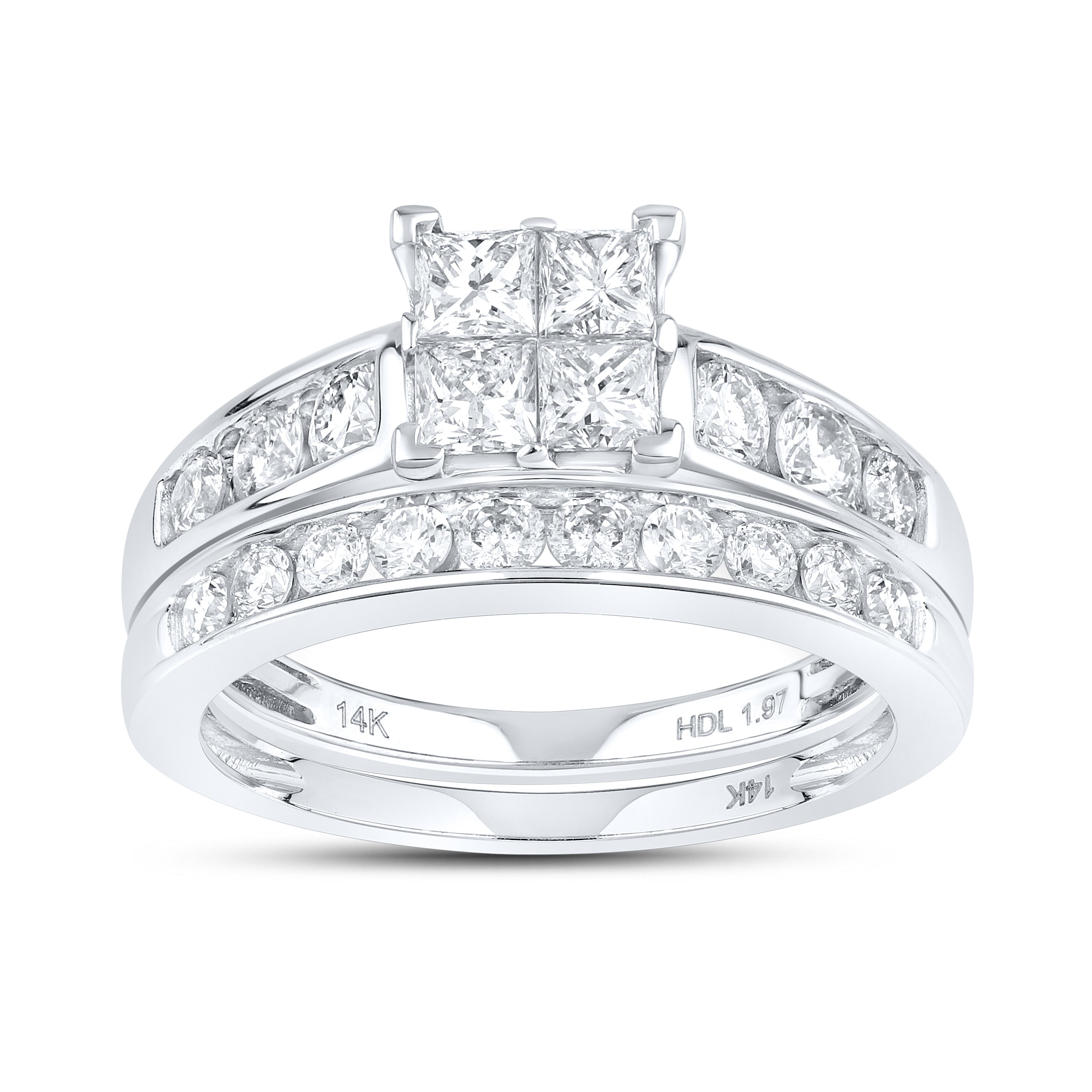 14kt White Gold 1.97 CTW Natural Diamond bridal trio set