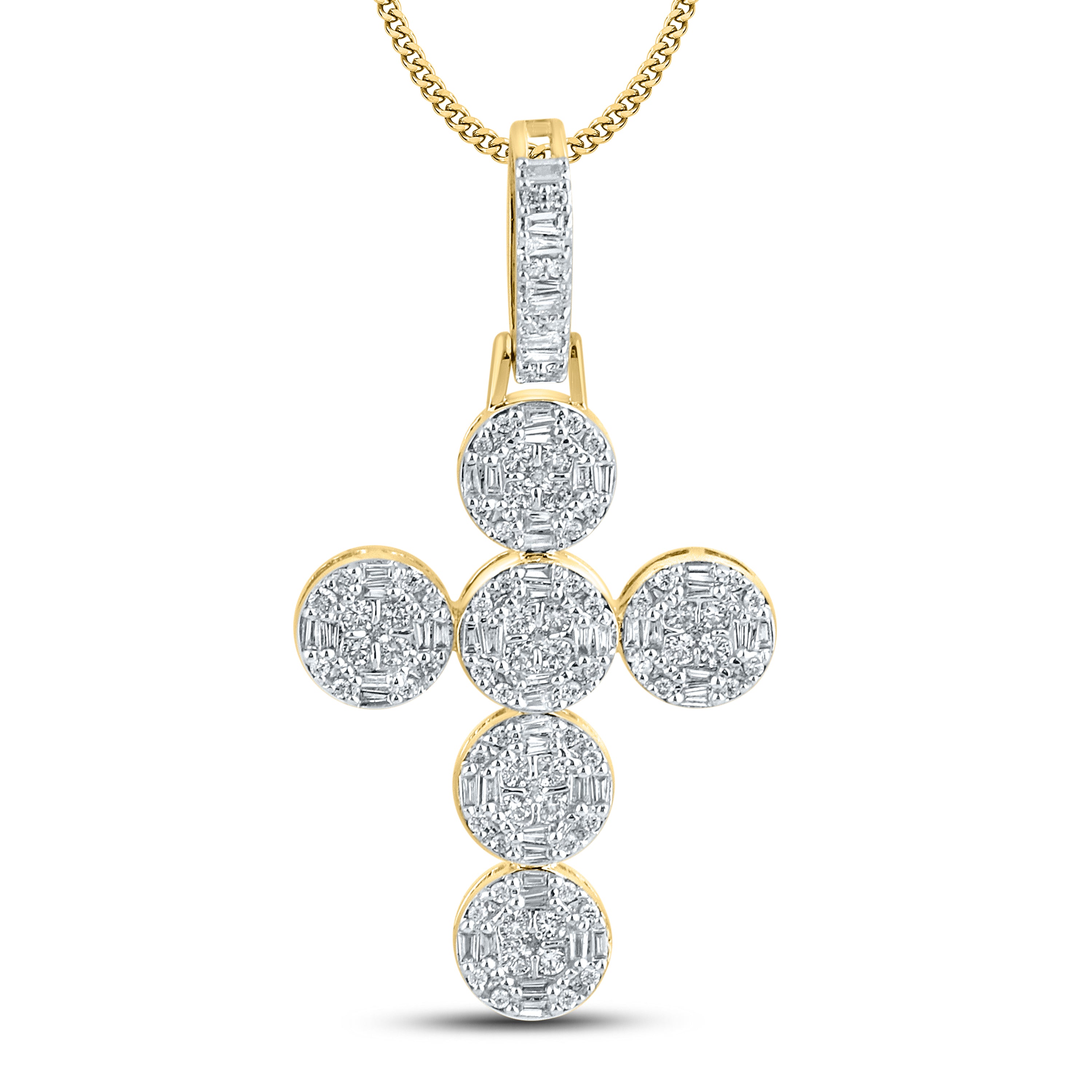 10kt Yellow Gold 1 CTW Diamond Cross Charm