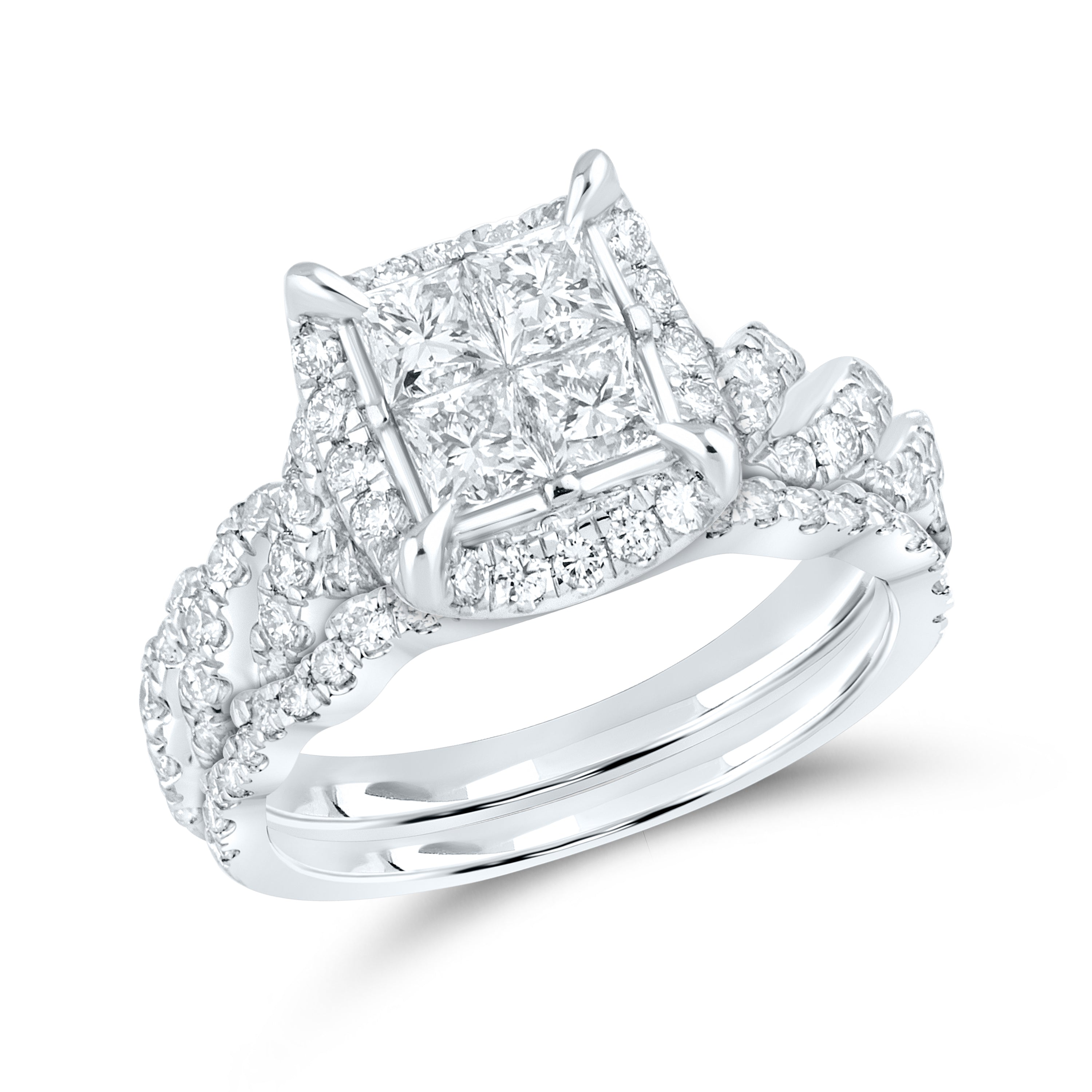 10KT WHITE GOLD 1.83 CTW DIAMOND BRIDAL SET