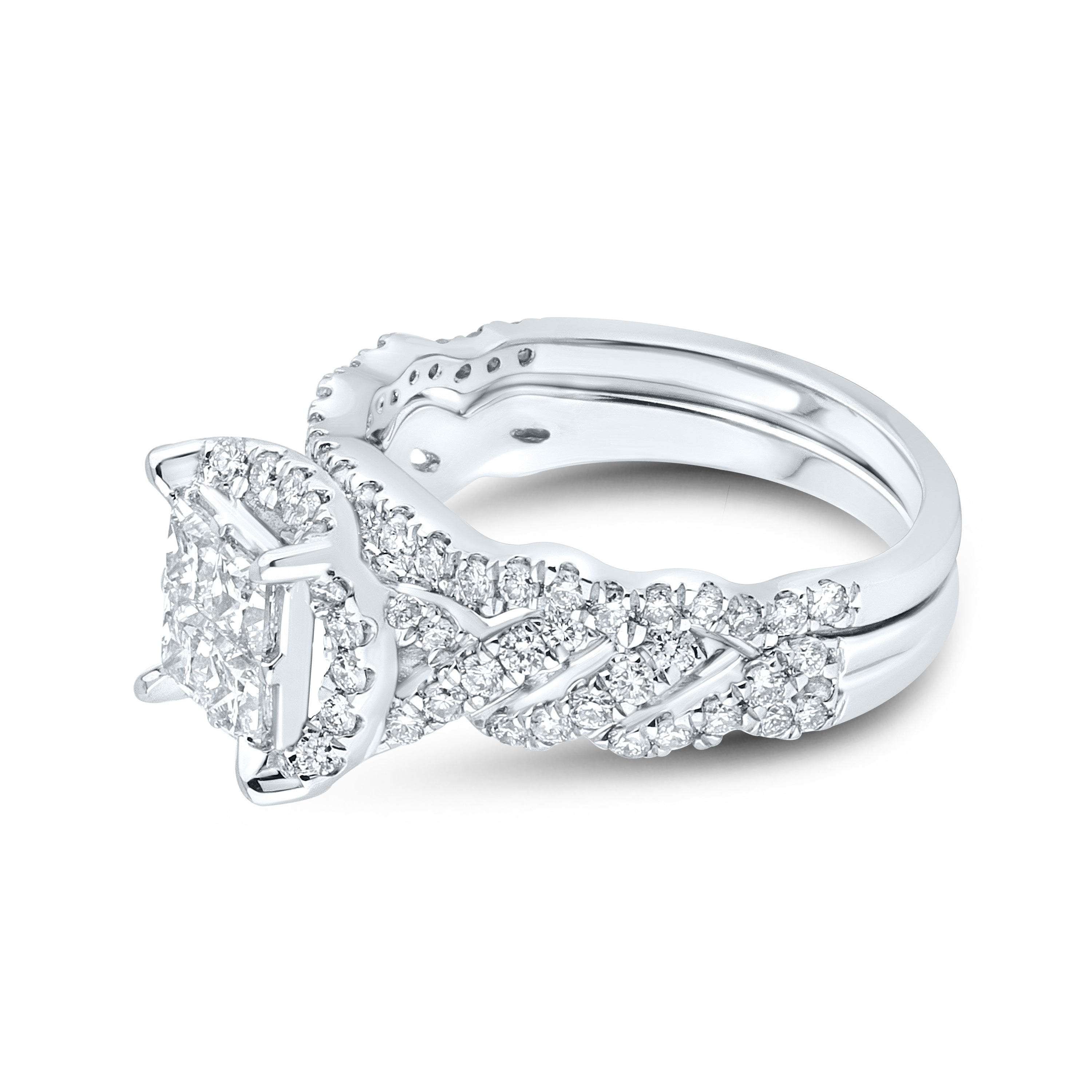 10KT WHITE GOLD 1.83 CTW DIAMOND BRIDAL SET