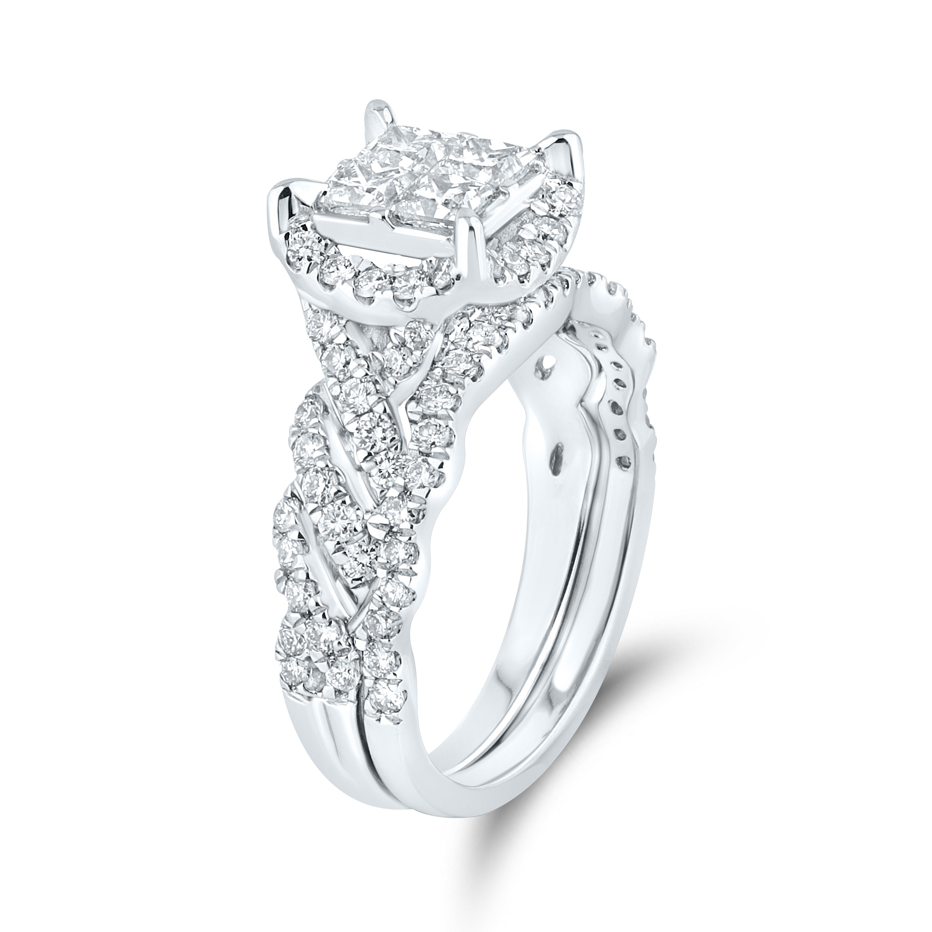 10KT WHITE GOLD 1.83 CTW DIAMOND BRIDAL SET