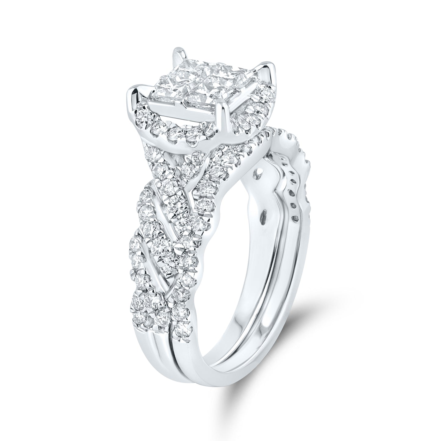 10KT WHITE GOLD 1.83 CTW DIAMOND BRIDAL SET
