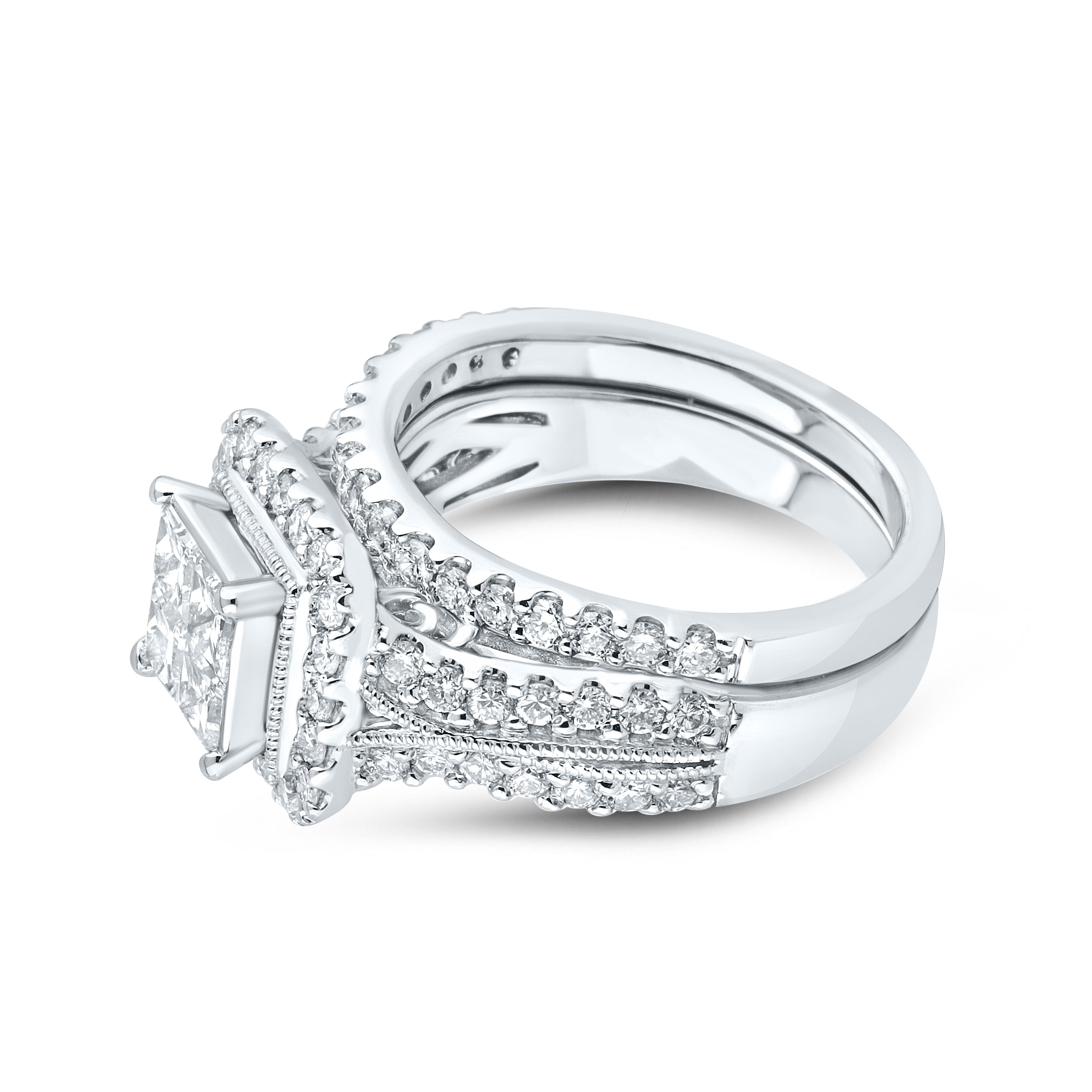 10KT WHITE GOLD 1.99 CTW DIAMOND BRIDAL SET