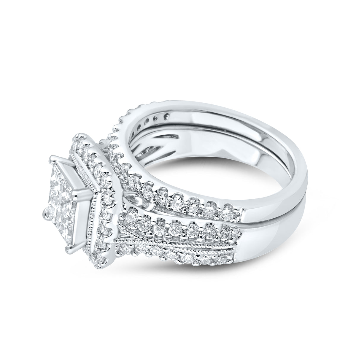 10KT WHITE GOLD 1.99 CTW DIAMOND BRIDAL SET