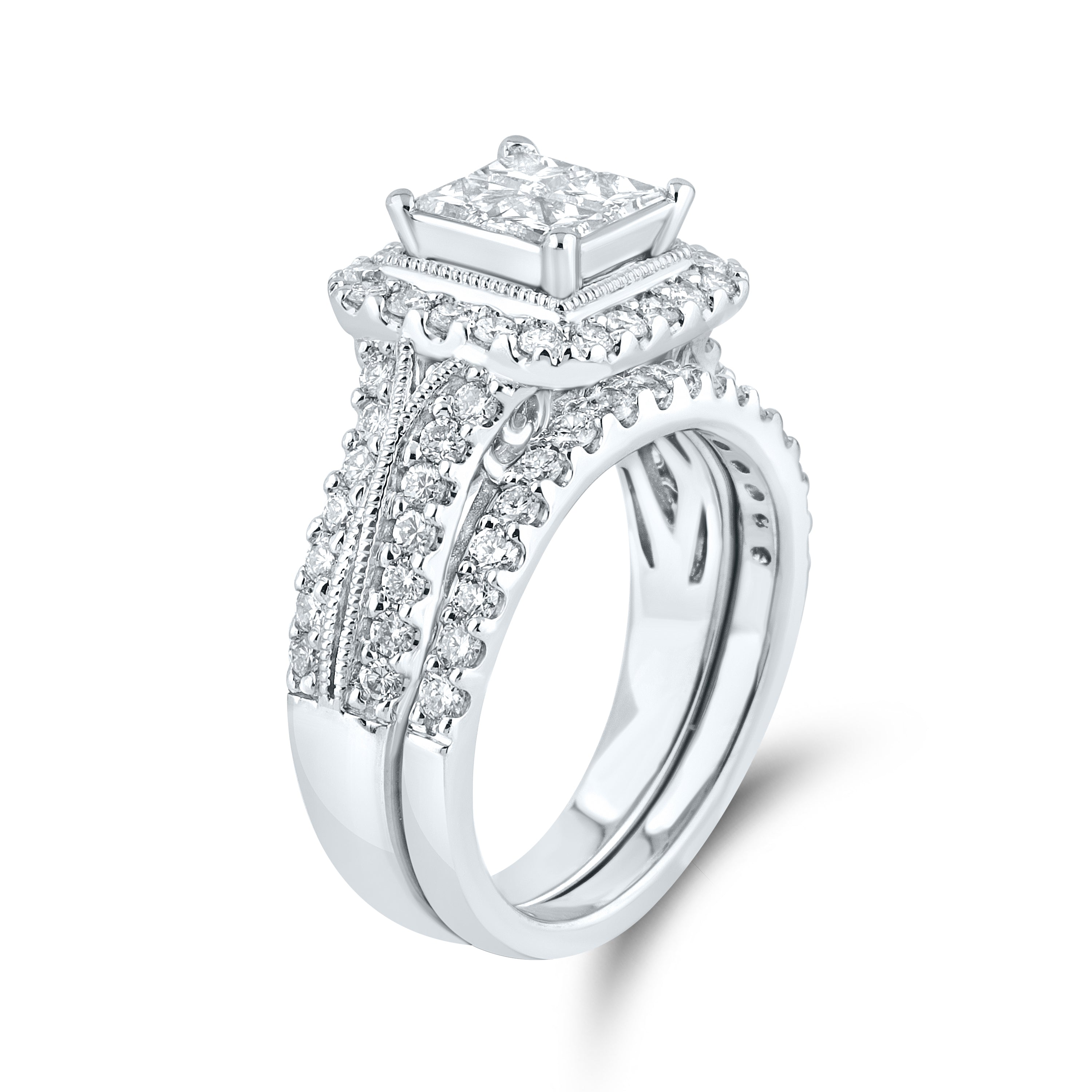 10KT WHITE GOLD 1.99 CTW DIAMOND BRIDAL SET