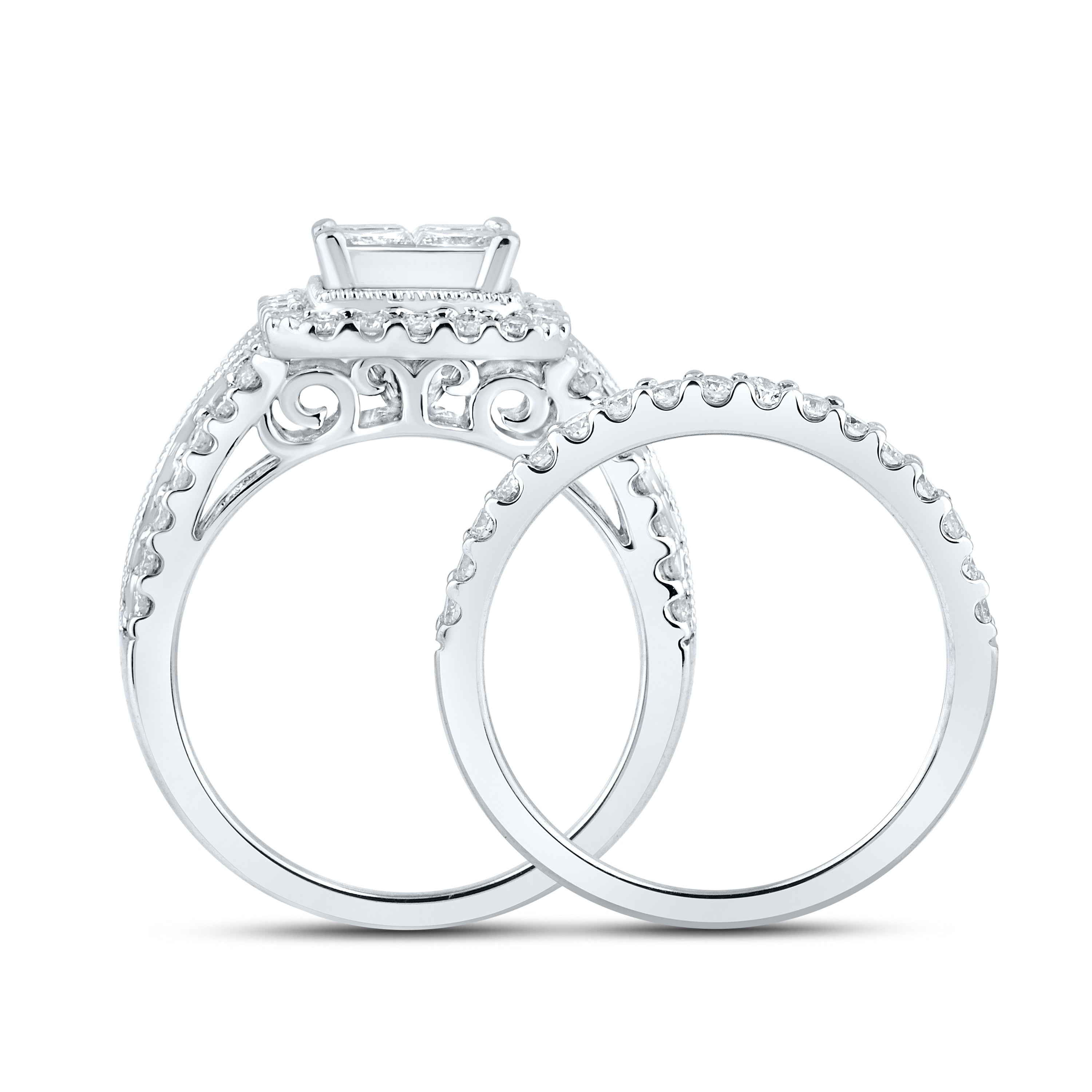 10KT WHITE GOLD 1.99 CTW DIAMOND BRIDAL SET