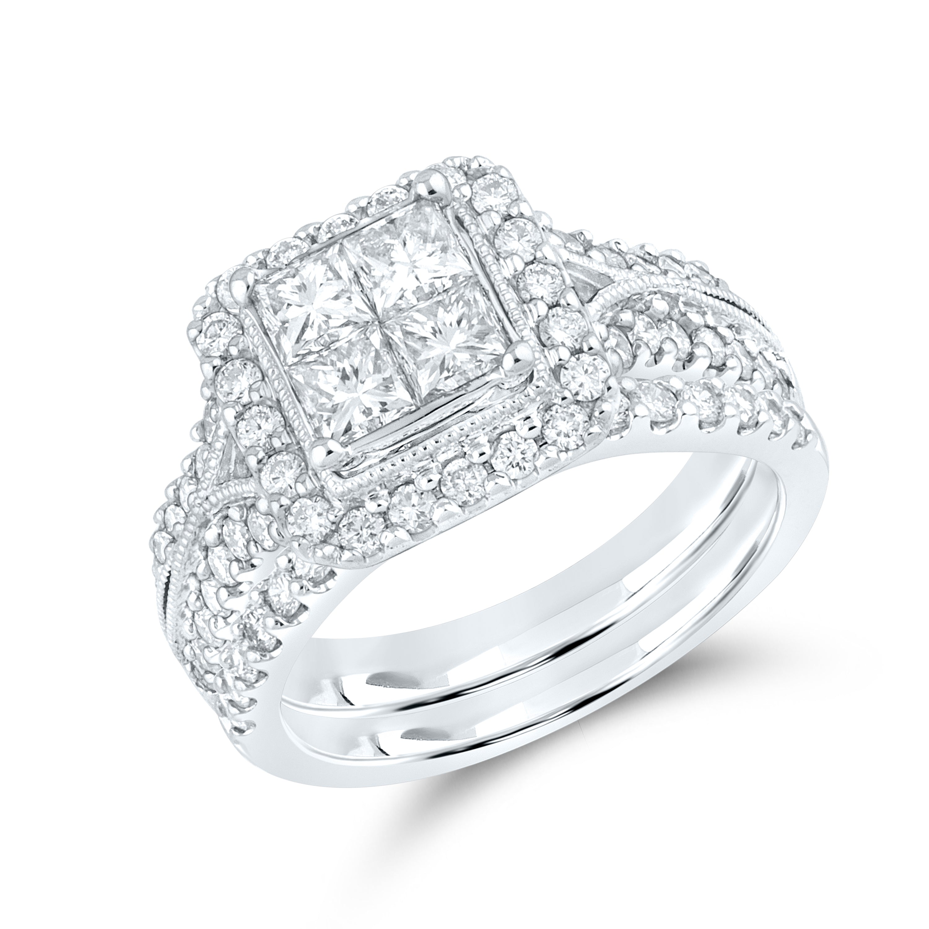 10KT WHITE GOLD 1.99 CTW DIAMOND BRIDAL SET