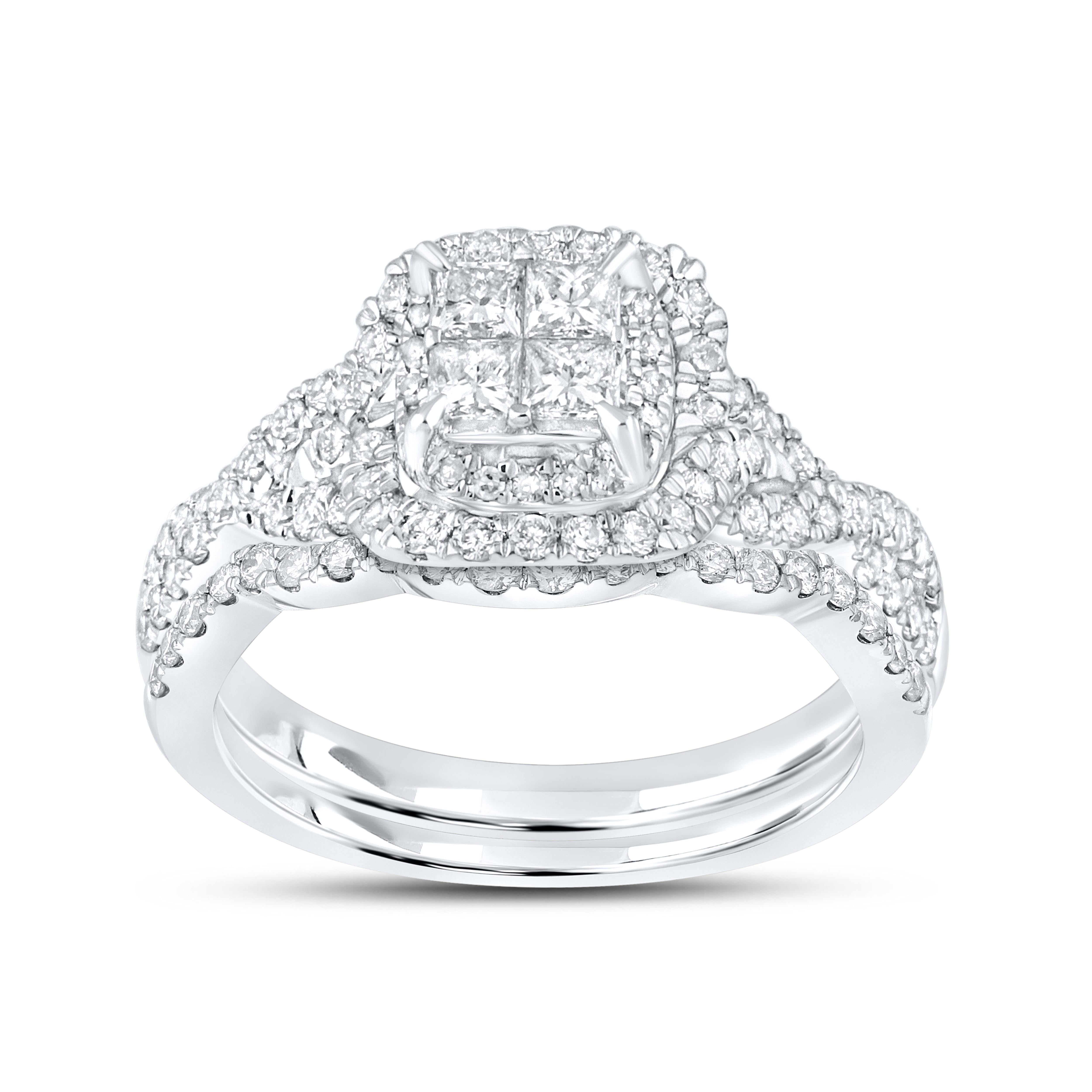 10k White Gold 1.05 CTW Diamond Bridal Ring Set
