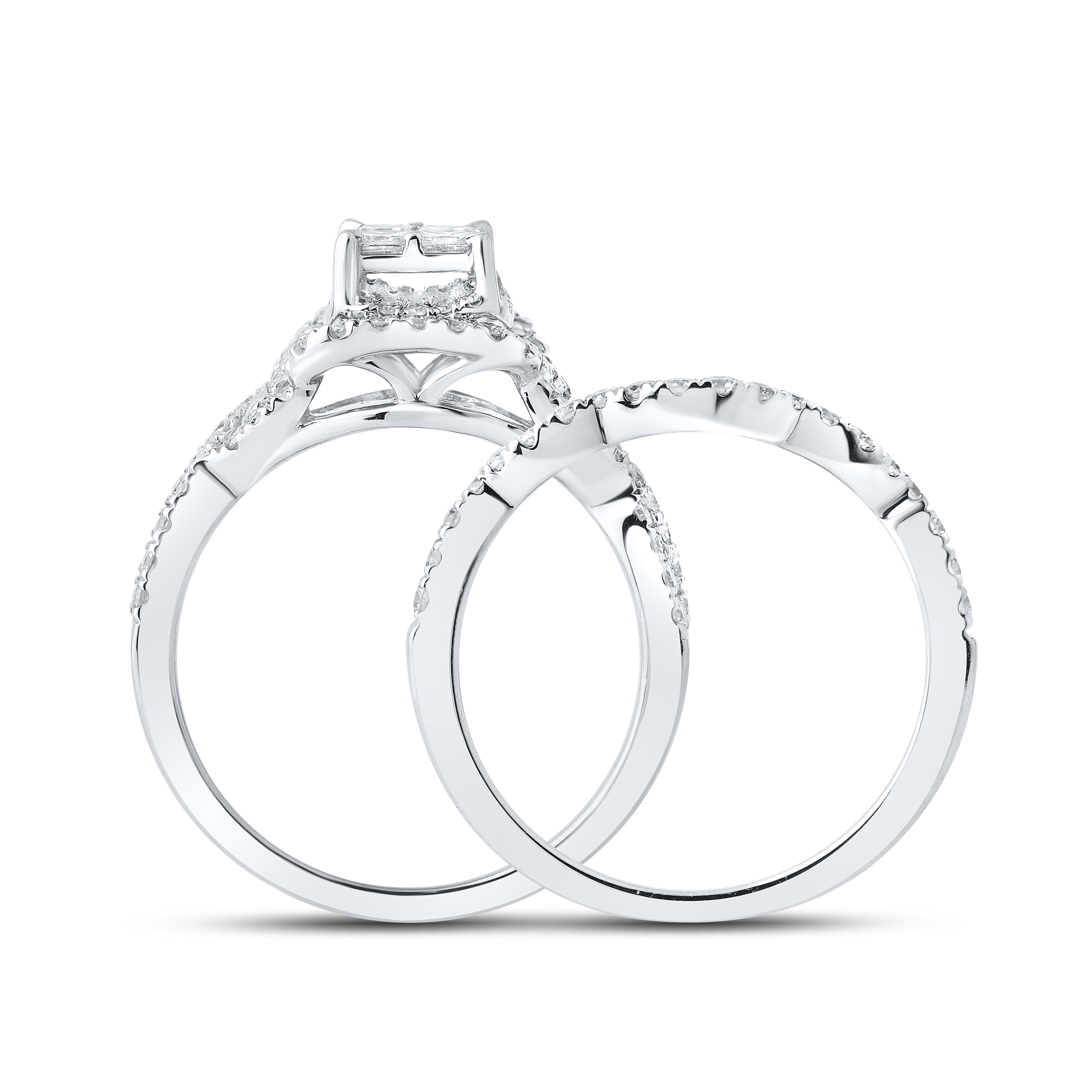 10k White Gold 1.05 CTW Diamond Bridal Ring Set