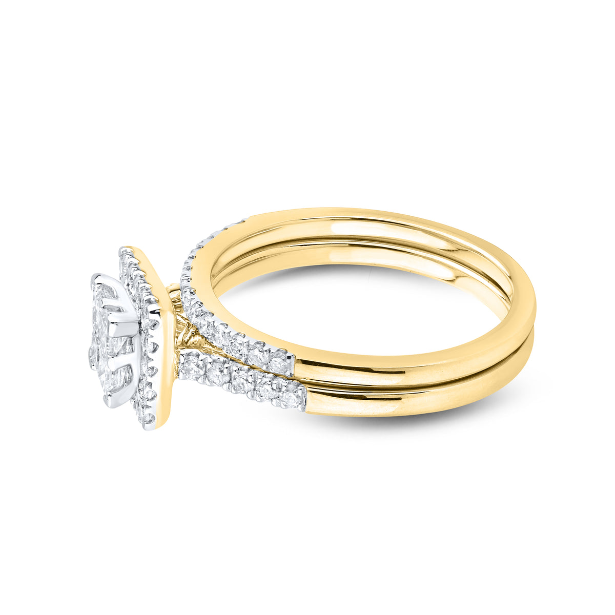 14KT YELLOW GOLD 0.82 CTW NATURAL DIAMOND BRIDAL SET 0.85 CTW