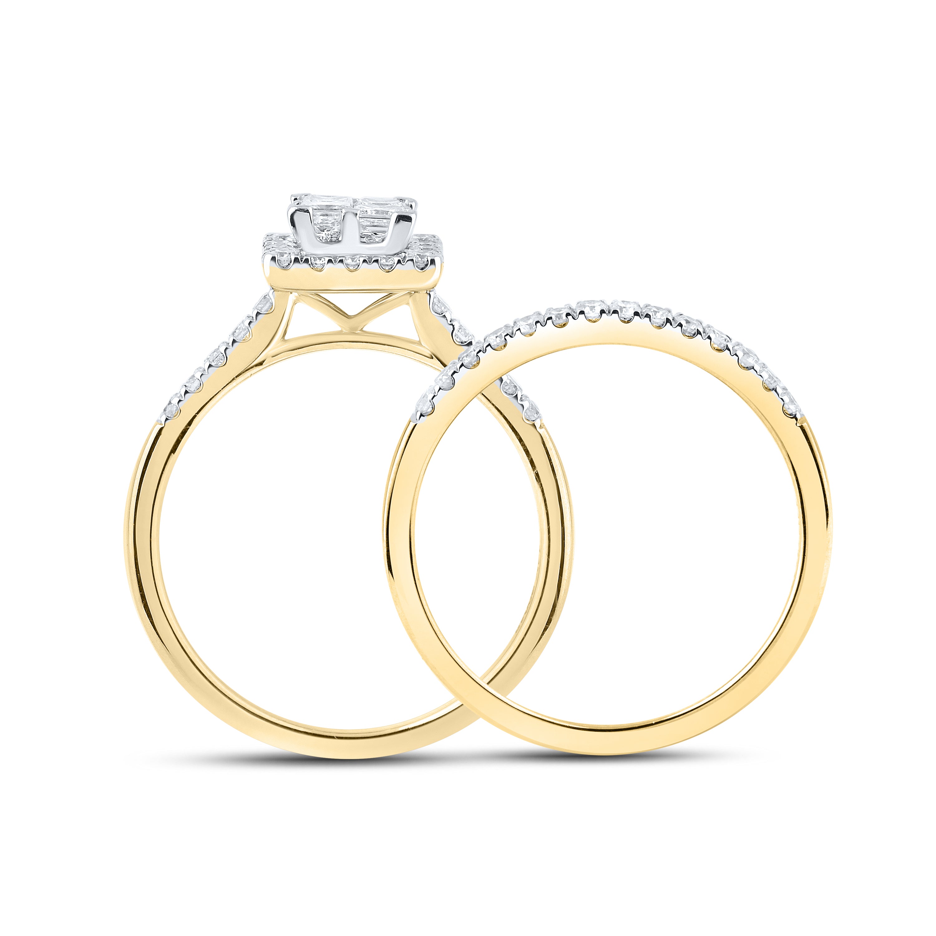 14KT YELLOW GOLD 0.82 CTW NATURAL DIAMOND BRIDAL SET 0.85 CTW