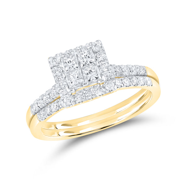 14KT YELLOW GOLD 0.82 CTW NATURAL DIAMOND BRIDAL SET 0.85 CTW