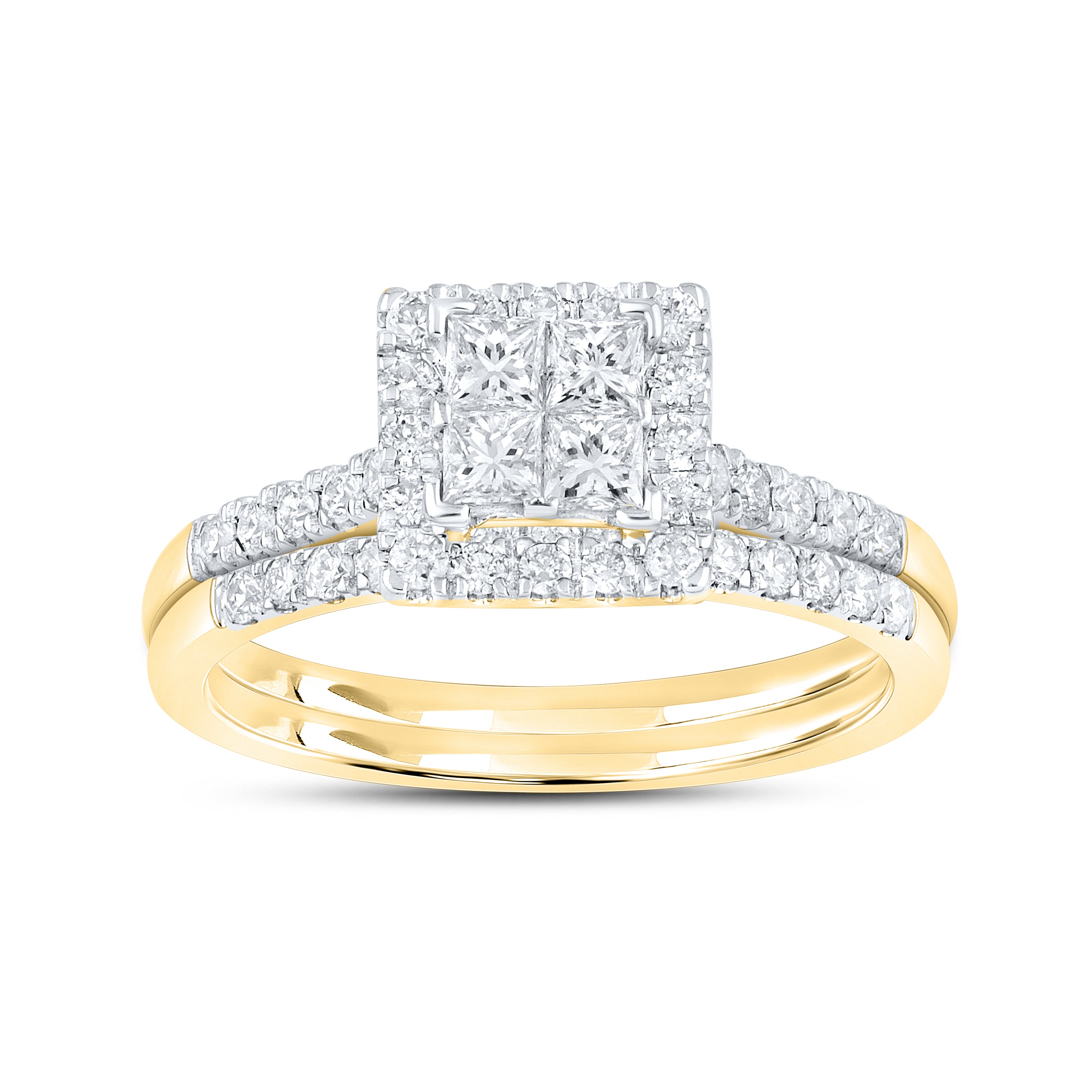 14KT YELLOW GOLD 0.82 CTW NATURAL DIAMOND BRIDAL SET 0.85 CTW