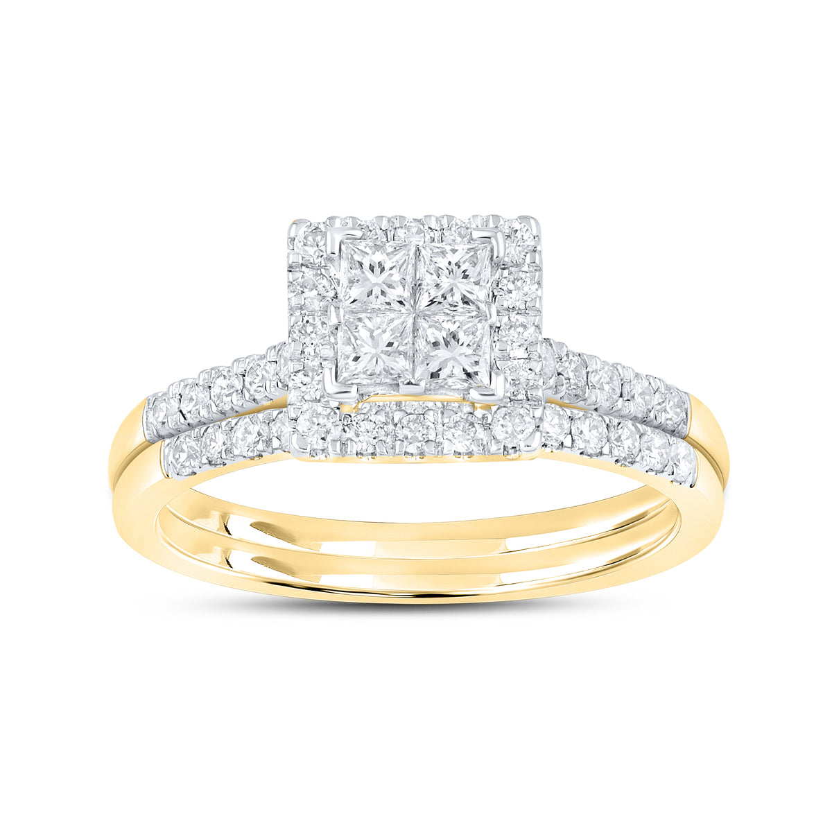 14KT YELLOW GOLD 0.82 CTW NATURAL DIAMOND BRIDAL SET 0.85 CTW