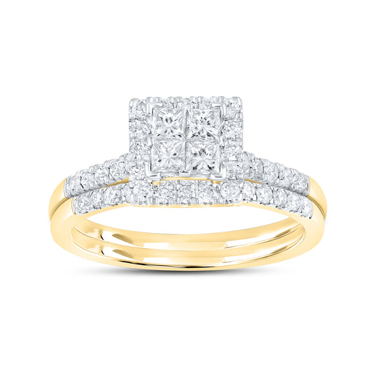 14KT YELLOW GOLD 0.82 CTW NATURAL DIAMOND BRIDAL SET 0.85 CTW