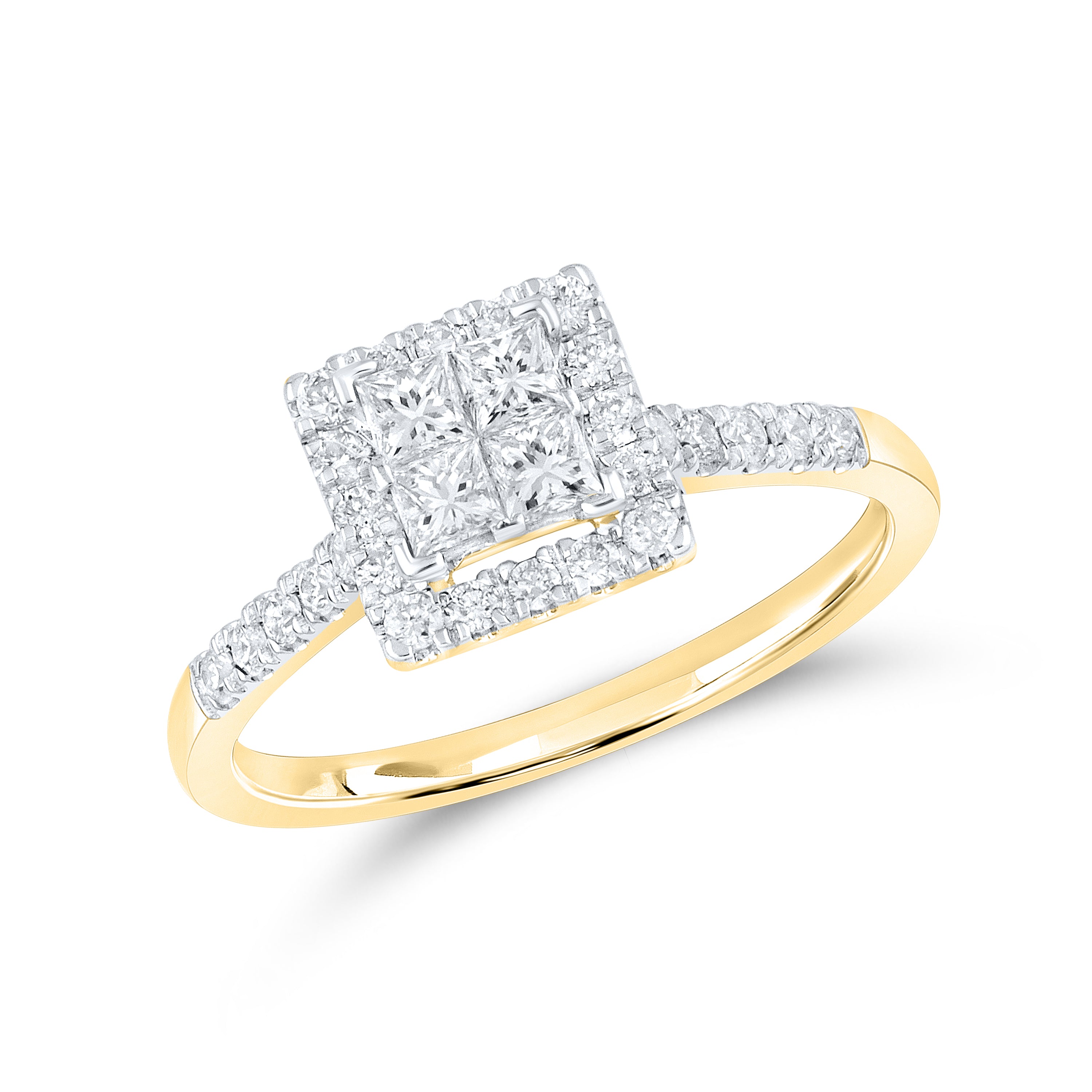 14KT YELLOW GOLD 0.82 CTW NATURAL DIAMOND BRIDAL SET 0.85 CTW