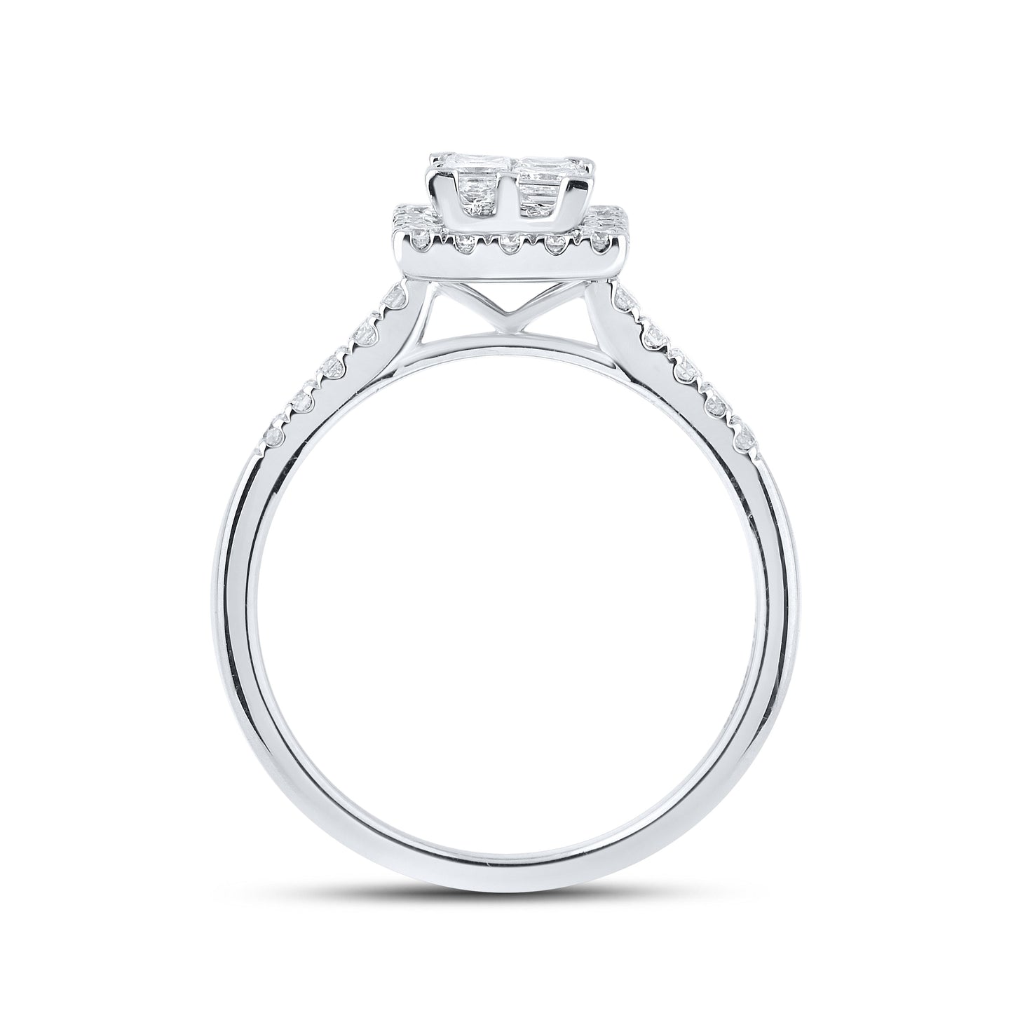 14K WHITE GOLD NATURAL DIAMOND BRIDAL SET 0.85 CTW