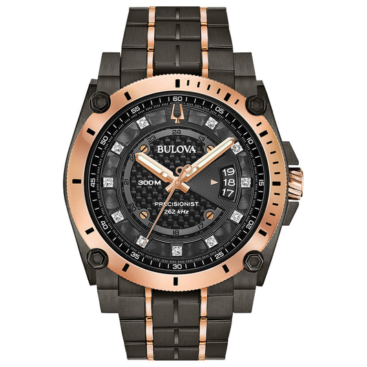 Men's Precisionist Champlain Diamond-Accent Gray & Rose Gold-Tone Stainless Steel Bracelet Watch 46.5mm
